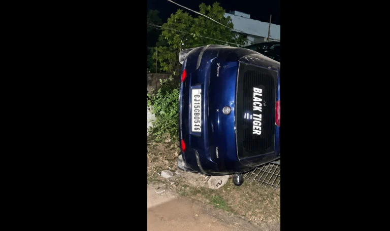 वलसाड में मोड़ लेते समय पलटी कार, GEB के बिजली खंभे से टकराई; पारडी-सांढपोर के पास हादसा